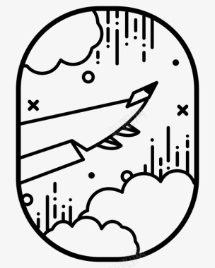 云彩雨飞机窗口云彩旅行图标图标
