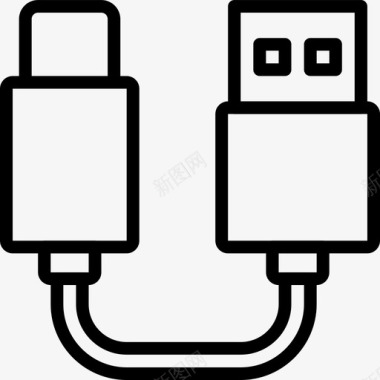 剪影轮廓usb到usb电缆连接器图标图标