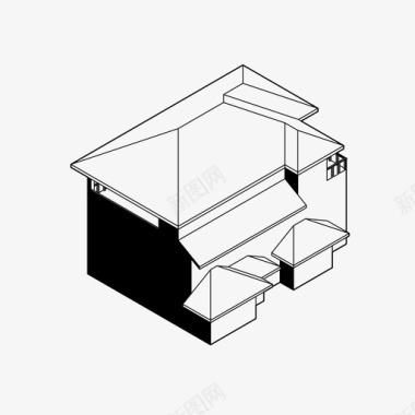 设计房屋房屋轴测建筑家庭住宅图标图标