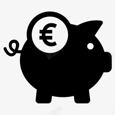 存钱罐银行欧元图标图标