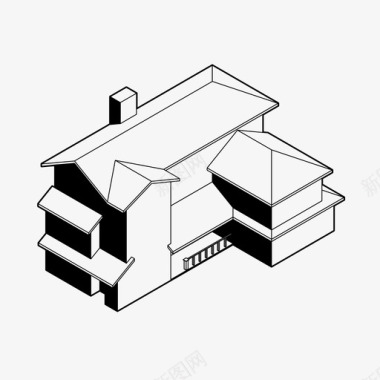 等轴测房屋轴测建筑家庭住宅图标图标