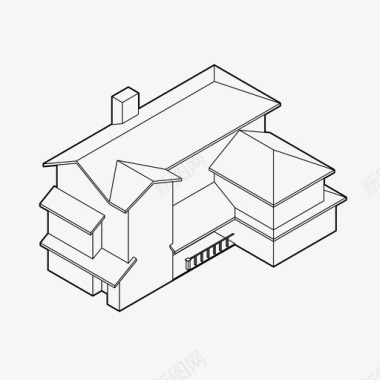 修建房屋房屋轴测建筑家庭住宅图标图标