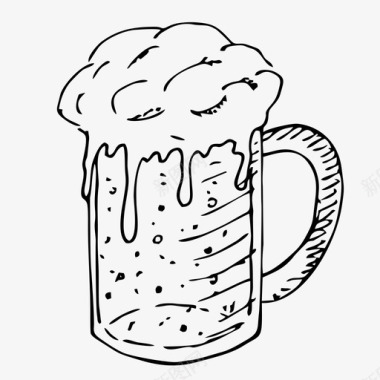 啤酒酒精手绘图标图标