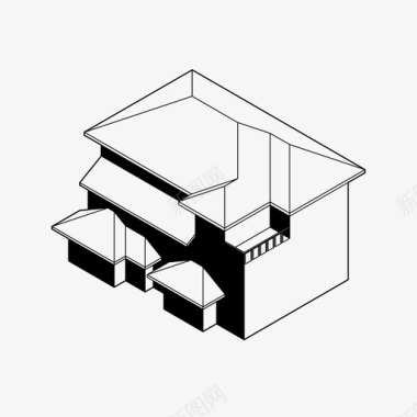 设计房屋房屋轴测建筑家庭住宅图标图标