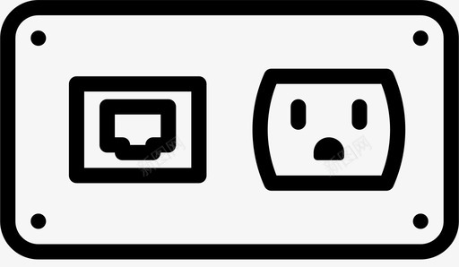 计算机连接墙壁插座电缆连接器图标图标