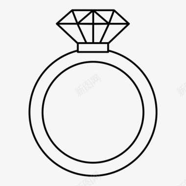 时尚的婚礼时尚钻石戒指图标图标