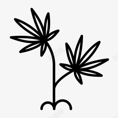 大麻植物大麻热带植物图标图标
