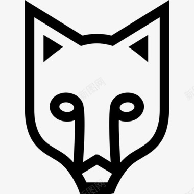 狐狸脸勾勒正面动物有趣的动物图标图标