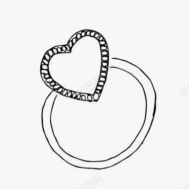 心形戒指手绘珠宝图标图标