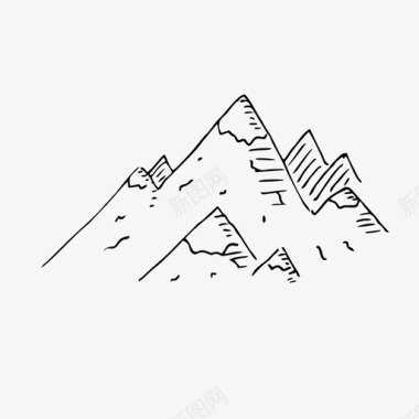素描山山自然岩石图标图标