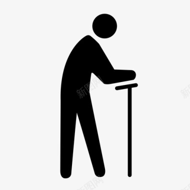 老人拐杖残疾图标图标