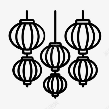 中国传统纹样矢量灯笼中国新年中国传统图标图标