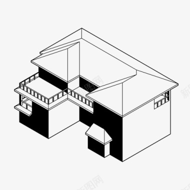 时光之轴房屋轴测建筑家庭住宅图标图标