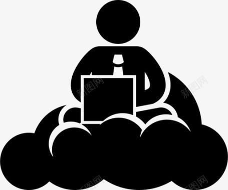 在云上工作笔记本电脑工人图标图标