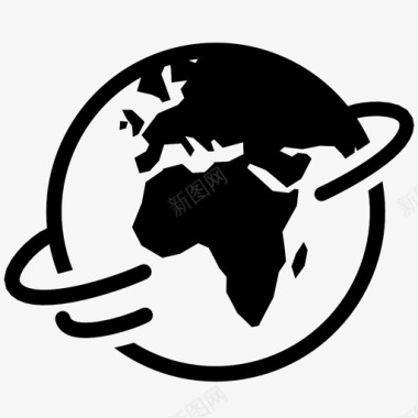 地球顺时针旋转非洲和欧洲地球行星图标图标