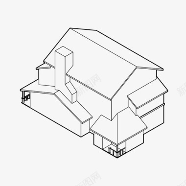 修建房屋房屋轴测建筑家庭住宅图标图标