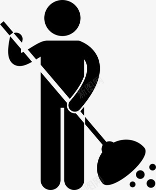 扁平化扫帚清洁标志清洁志愿者扫帚地板图标图标