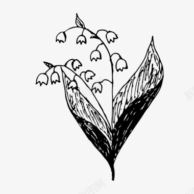 山谷百合花卉手绘图标图标