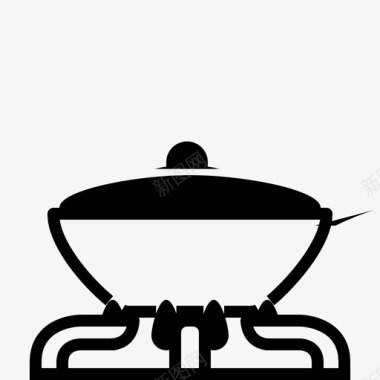 炉子上的锅烹饪油炸图标图标