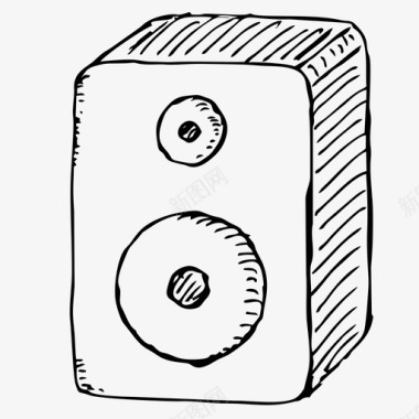 手绘素描雪人扬声器音乐音箱图标图标