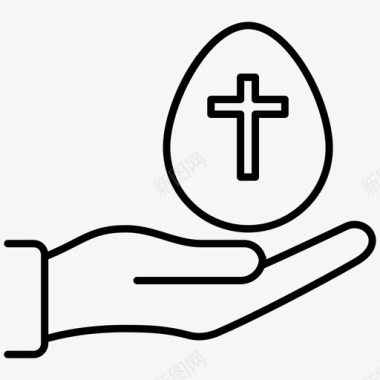 复活节彩蛋十字架手图标图标