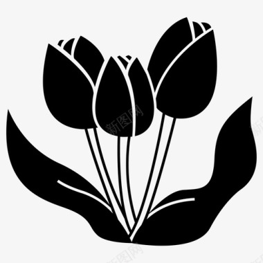 郁金香一束花花园图标图标