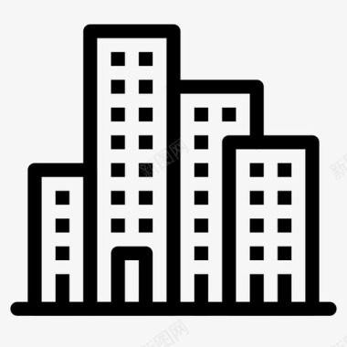 城市建筑物摩天大楼图标图标