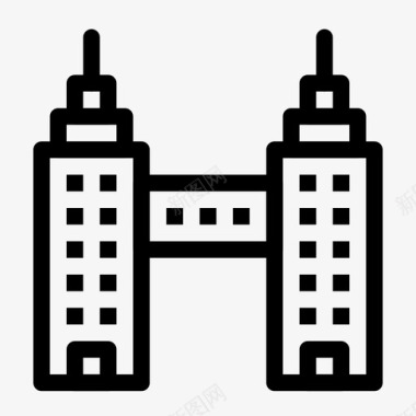 连接建筑物城市摩天大楼图标图标