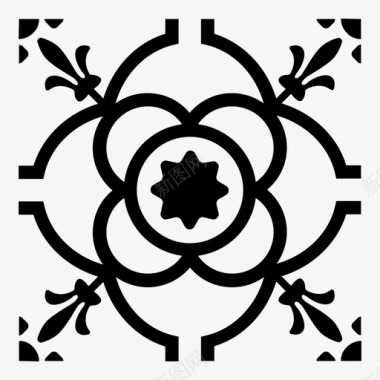 瓷砖巴塞罗那花朵图标图标