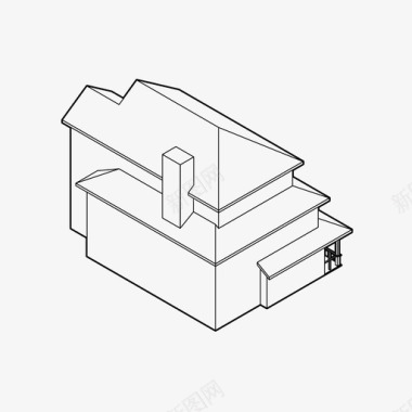 设计房屋房屋轴测建筑家庭住宅图标图标