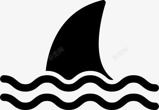 鱼翅鲨鱼海滩危险图标图标
