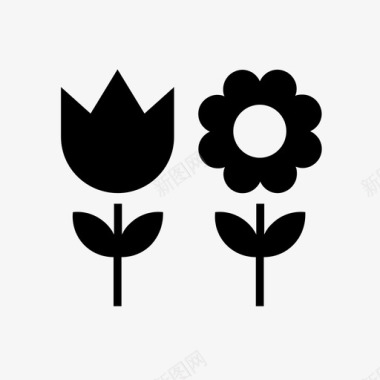 黑色向日葵花雏菊玫瑰图标图标