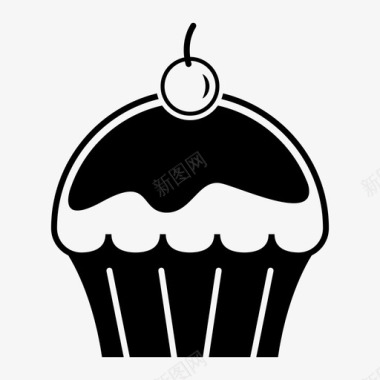 彩绘面包纸杯蛋糕面包店可爱图标图标