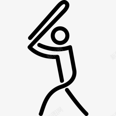 运动符号棒球运动员玩棍棒人运动运动符号图标图标