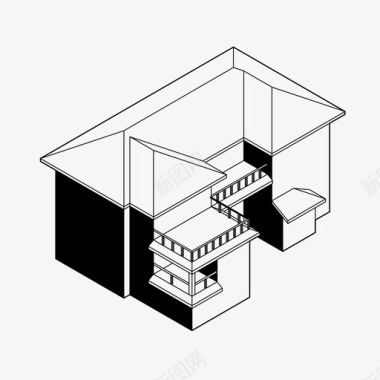 设计房屋房屋轴测建筑家庭住宅图标图标