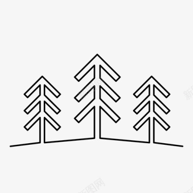 森林绘画单线图标图标