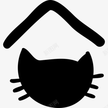 宠物酒店宠物酒店标志与猫头轮廓动物手绘酒店图标图标