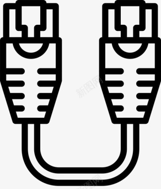 轮廓的以太网到以太网电缆连接器图标图标
