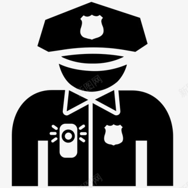 白衣警察人体摄像头警察保安图标图标