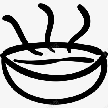 热汤碗手绘食物手工烹饪图标图标