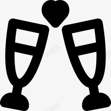香槟酒杯生活方式爱情图标图标