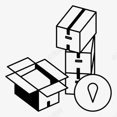地点标注移动箱子交货导航图标图标