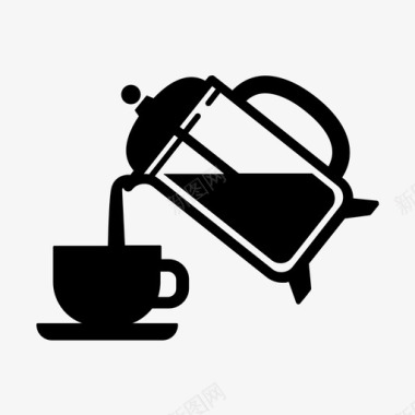 法式印刷机咖啡咖啡豆图标图标