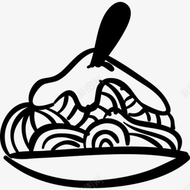 餐食手绘盘侧视图手工烹饪图标图标