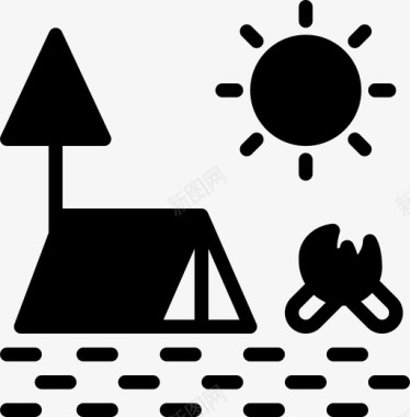 露营小屋风景图标图标
