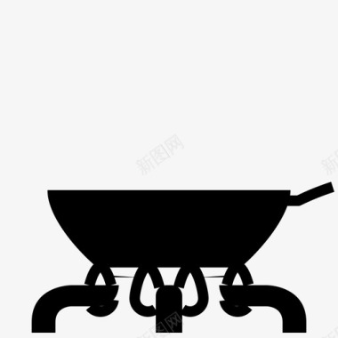炉子上的锅烹饪油炸图标图标