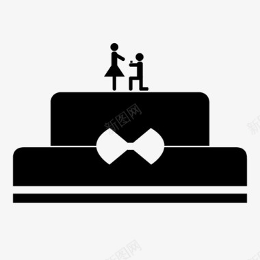 婚礼蛋糕新娘和新郎订婚图标图标