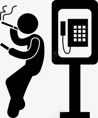 电话亭吸烟电话高峰时段图标图标