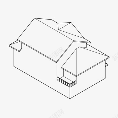 时光之轴房屋轴测建筑家庭住宅图标图标