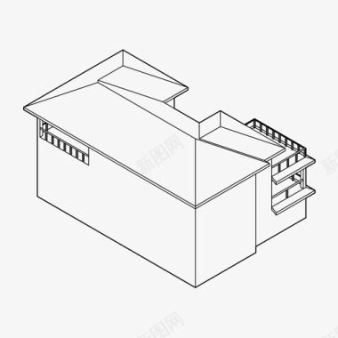 建筑轴测图房屋轴测建筑家庭住宅图标图标